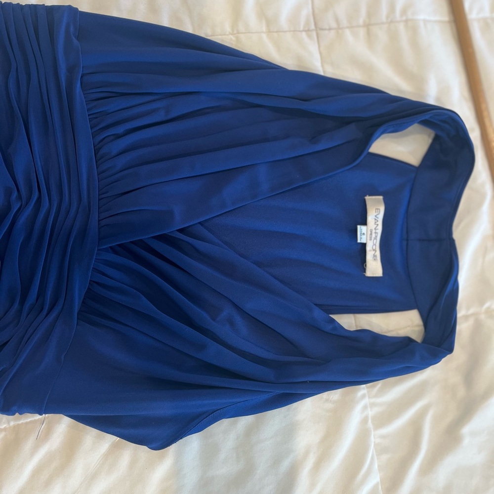Evan Picone Cobalt Royal Blue Midi Dress Jersey Stretch Sleeveless Halter NWT 6 - Picture 8 of 9